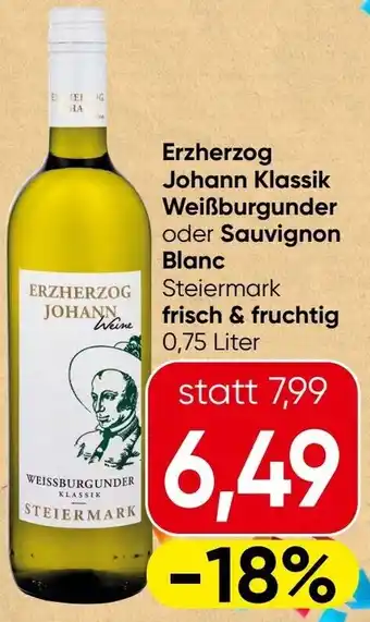 Spar Erzherzog Johann Klassik Weißburgunder oder Sauvignon Blanc Angebot