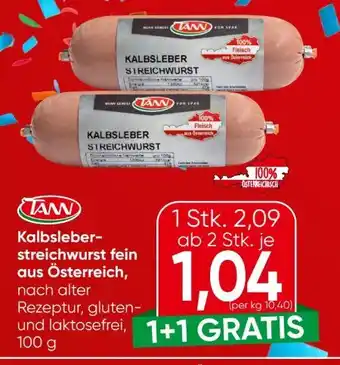 Spar Tann Kalbsleberstreichwurst Angebot