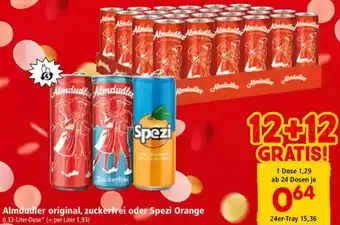 Interspar Almdudler original, zuckerfrei oder Spezi Orange Angebot