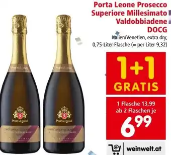 Interspar Porta Leone Prosecco Superiore Millesimato Conegliano Valdobbiadene Angebot