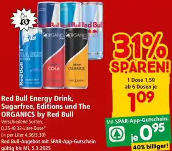 Interspar Red Bull Energy Drink, Sugarfree, Editions und The ORGANICS by Red Bull Angebot