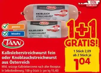 Interspar Kalbsleberstreichwurst fein oder Knoblauchstreichwurst Angebot