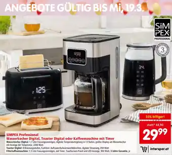 Interspar Wasserkocher Digital, Toaster Digital oder Kaffeemaschine Angebot