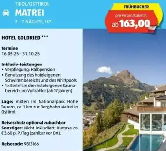 Hofer Reisen Tirol/osttirol matrei Angebot