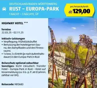 Hofer Reisen Deutschland/baden-württemberg rust-europa-park Angebot