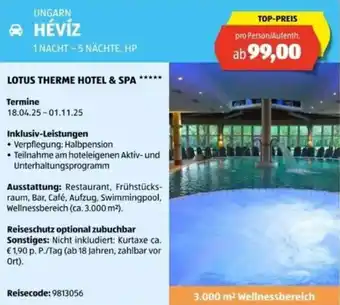 Hofer Reisen Ungarn hévíz Angebot