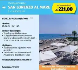 Hofer Reisen Italien/ligurien san lorenzo al mare Angebot