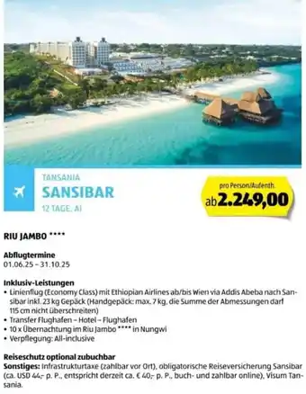 Hofer Reisen Tansania sansibar Angebot