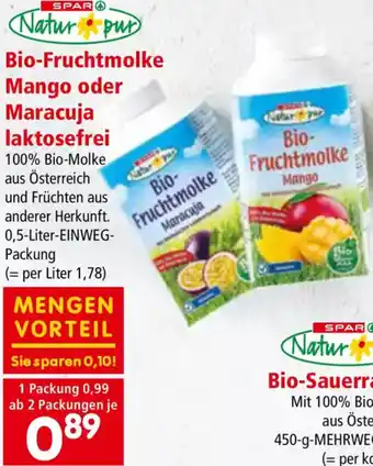 Interspar Bio-Fruchtmolke Mango oder Maracuja laktosefrei Angebot