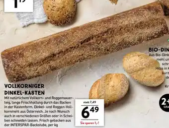 Interspar Vollkorniger dinkel-kasten Angebot