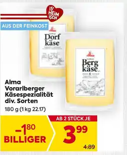 Billa Vorarlberger Käsespezialität div. Sorten Angebot