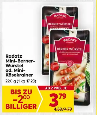 Billa Mini-Berner-Würstel od. Mini-Käsekrainer Angebot