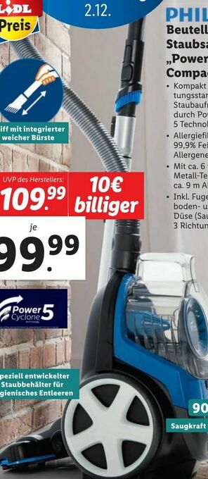 Lidl Beutelloser Staubsauger FC9329-09 PowerPro Compact Angebot