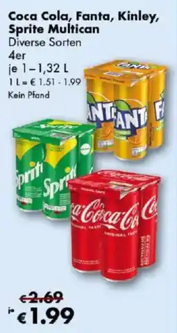 Travel FREE Coca Cola, Fanta, Kinley, Sprite Multican Angebot