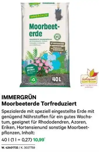 Lagerhaus Immergrün Moorbeeterde Torfreduziert Angebot