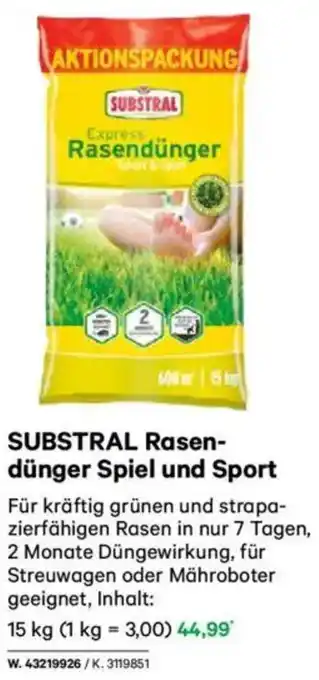 Lagerhaus SUBSTRAL Rasen- dünger Spiel und Sport Angebot