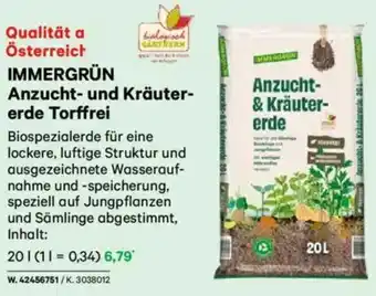 Lagerhaus IMMERGRÜN Anzucht- und Kräuter- erde Torffrei Angebot