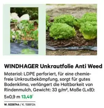 Lagerhaus WINDHAGER Unkrautfolie Anti Weed Angebot