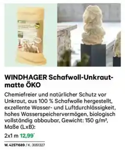 Lagerhaus WINDHAGER Schafwoll-Unkraut- matte ÖKO Angebot