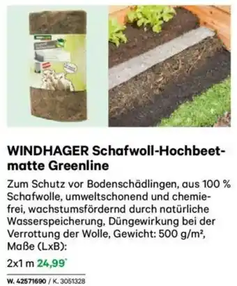 Lagerhaus WINDHAGER Schafwoll-Hochbeet- matte Greenline Angebot