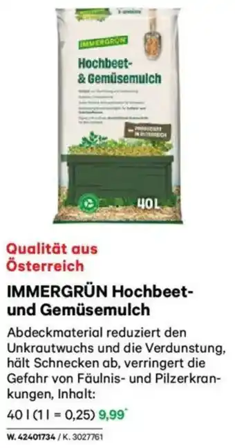 Lagerhaus IMMERGRÜN Hochbeet- und Gemüsemulch Angebot