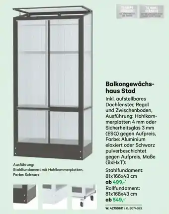 Lagerhaus Balkongewächs- haus Stad Angebot