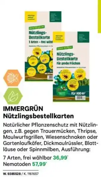 Lagerhaus IMMERGRÜN Nützlingsbestellkarten Angebot