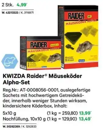 Lagerhaus KWIZDA Raider Mäuseköder Alpha-Set Angebot