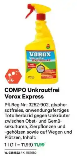 Lagerhaus COMPO Unkrautfrei Vorox Express Angebot