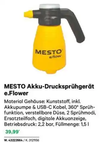 Lagerhaus MESTO Akku-Drucksprühgerät e.Flower Angebot