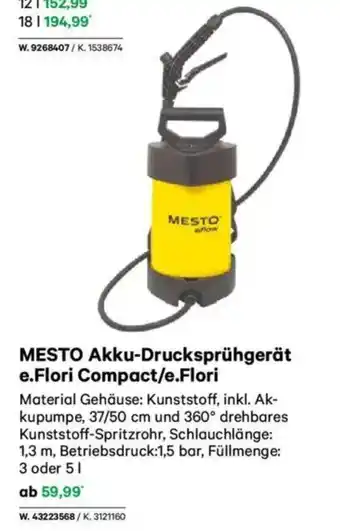 Lagerhaus MESTO Akku-Drucksprühgerät e.Flori Compact/e.Flori Angebot