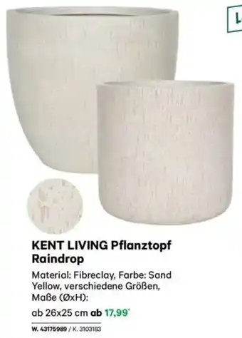 Lagerhaus KENT LIVING Pflanztopf Raindrop Angebot