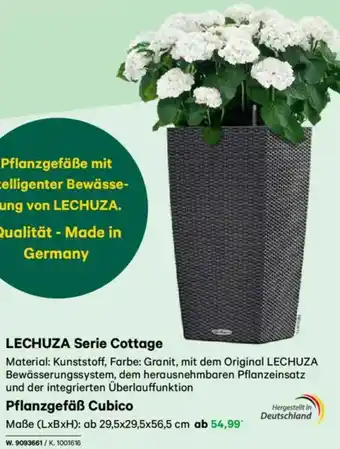 Lagerhaus LECHUZA Serie Cottage Pflanzgefäß Cubico Angebot