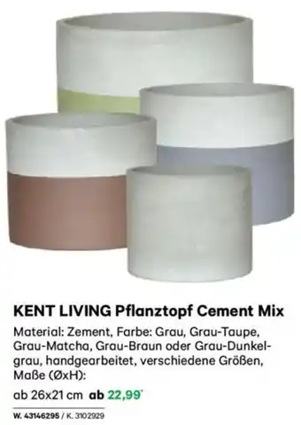 Lagerhaus KENT LIVING Pflanztopf Cement Mix Angebot