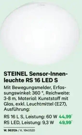 Lagerhaus STEINEL Sensor-Innen- leuchte RS 16 LED S Angebot