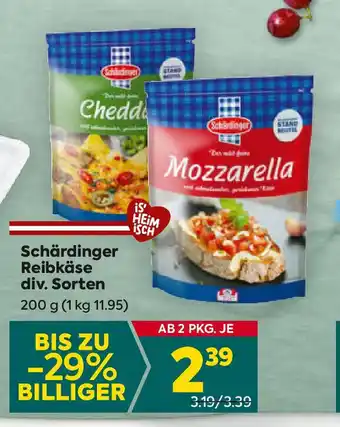 Billa Schärdinger Reibkäse div Sorten Angebot