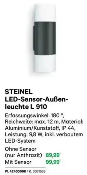 Lagerhaus LED-Sensor-Außen- leuchte L 910 Angebot