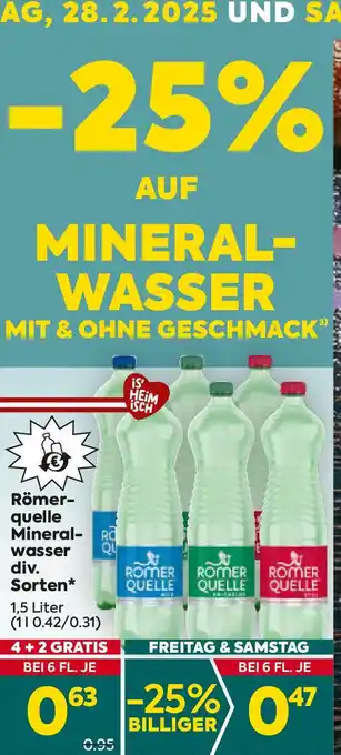 Billa Römer- quelle Mineral- wasser Angebot