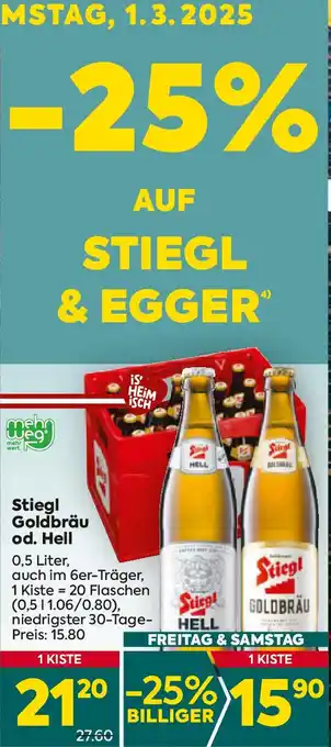 Billa Stiegl Goldbräu od. Hell Angebot