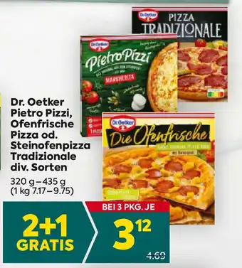 Billa Dr. Oetker Pietro Pizzi Ofenfrische Pizza od Steinofenpizza Tradizionale div Sorten Angebot