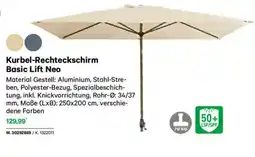 Lagerhaus Kurbel-rechteckschirm basic lift neo Angebot