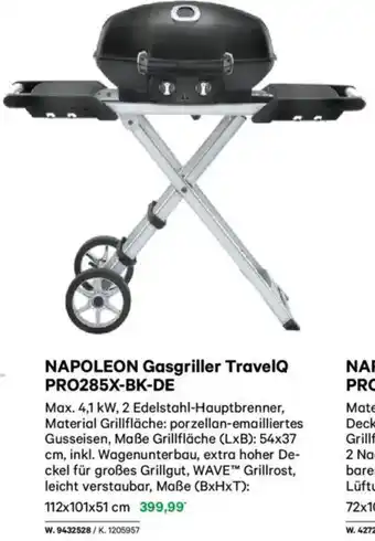 Lagerhaus Napoleon gasgriller travelq pro285x-bk-de Angebot