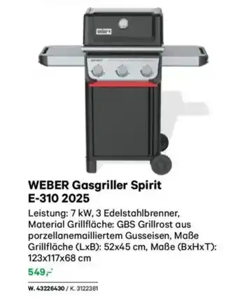 Lagerhaus Weber gasgriller spirit e-310 2025 Angebot