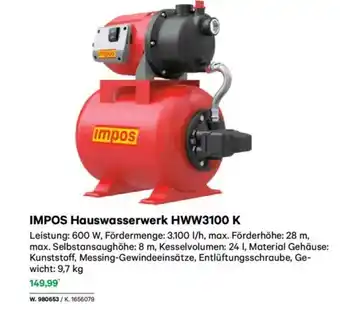 Lagerhaus Impos hauswasserwerk hww3100 k Angebot