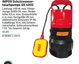 Lagerhaus Impos schutzwasser- tauchpumpe gs 4003 Angebot