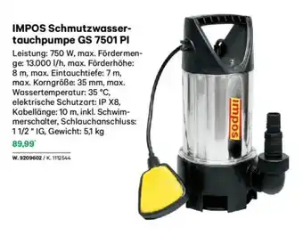 Lagerhaus Impos schmutzwasser- tauchpumpe gs 7501 pi Angebot