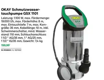 Lagerhaus Okay schmutzwasser- tauchpumpe gsx 1101 Angebot