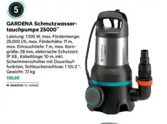 Lagerhaus Gardena schmutzwasser- tauchpumpe 25000 Angebot