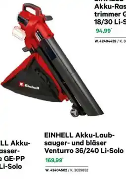 Lagerhaus Einhell akku-laub- sauger- und bläser venturro 36/240 li-solo Angebot