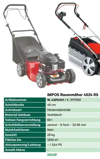 Lagerhaus Impos rasenmäher 4624 rs Angebot